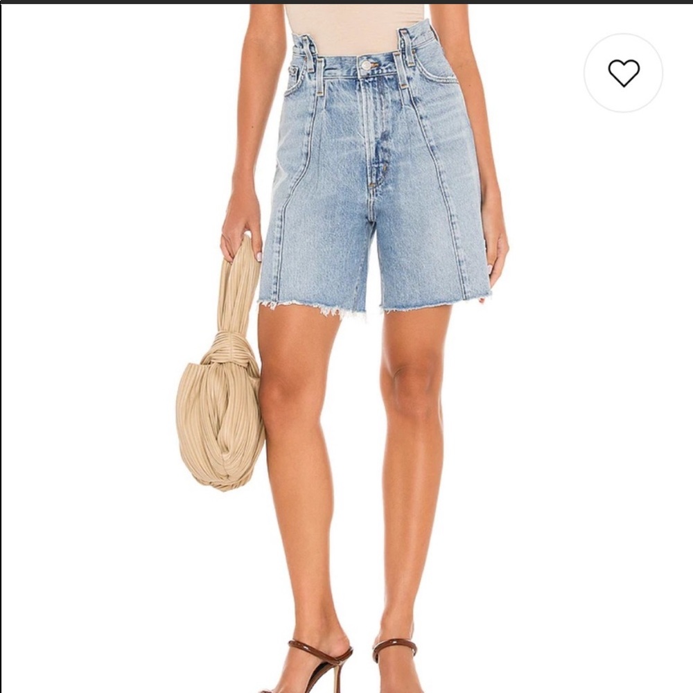 Agolde Blue Pieced Angled denim jean Shorts